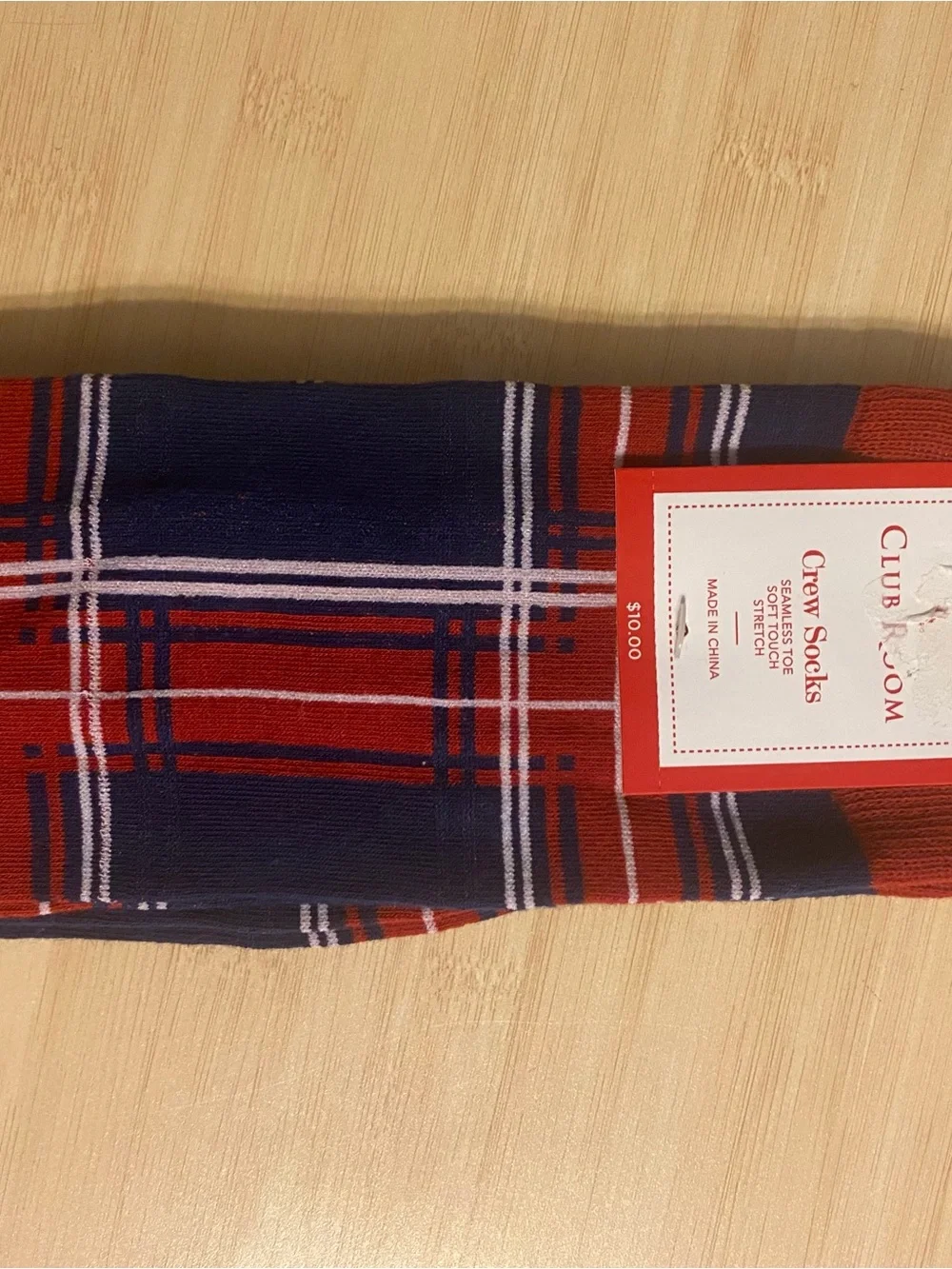 New Club Room Unisex Crew Socks 6 Pairs Holiday Plaid Multicolor One Size